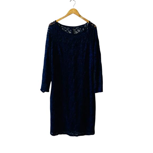 Candalite Women Lace Long Sleeve Shesth Dress Size 1X Blue - Picture 1 of 6